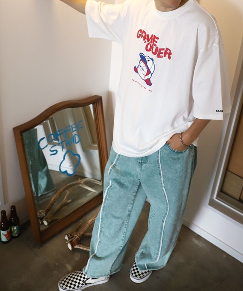 KANGOL（カンゴール）の「【KANGOL】 別注 コラボ 90s イラストプリント オーバーサイズ 半袖 Tシャツ BOY ＆ GIRL（Tシャツ/カットソー・レディース・ブラック系/オートミール/ホワイト系/ブラック/ブルー系/アイボリー系/ブルー/ホワイト・LARGE/MEDIUM/X-LARGE）」の9枚目の写真