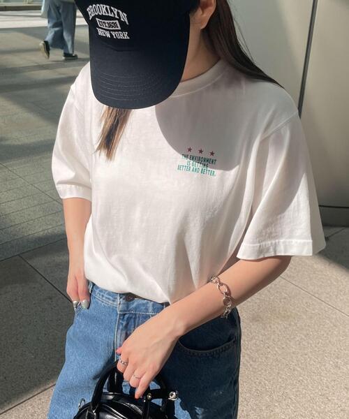 WEGO（ウィゴー）の「WEGO/ヴィンテージライクグラフィックTシャツ（Tシャツ/カットソー・レディース・ホワイト系その他/スミクロ/ブルー/ホワイト・FREE）」の12枚目の写真