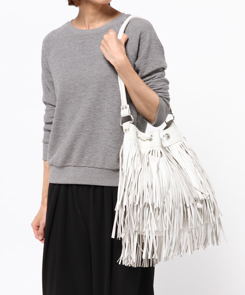 ROSE BUD（ローズバッド）の「（METAL MA MODE） MBG-3038LAYERED FRINGE BAG[フリンジ]（ショルダーバッグ・レディース・グリーン/ホワイト/ブラック・ONE SIZE）」の14枚目の写真