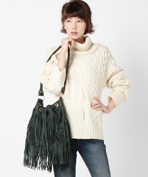 ROSE BUD（ローズバッド）の「（METAL MA MODE） MBG-3038LAYERED FRINGE BAG[フリンジ]（ショルダーバッグ・レディース・グリーン/ホワイト/ブラック・ONE SIZE）」の4枚目の写真