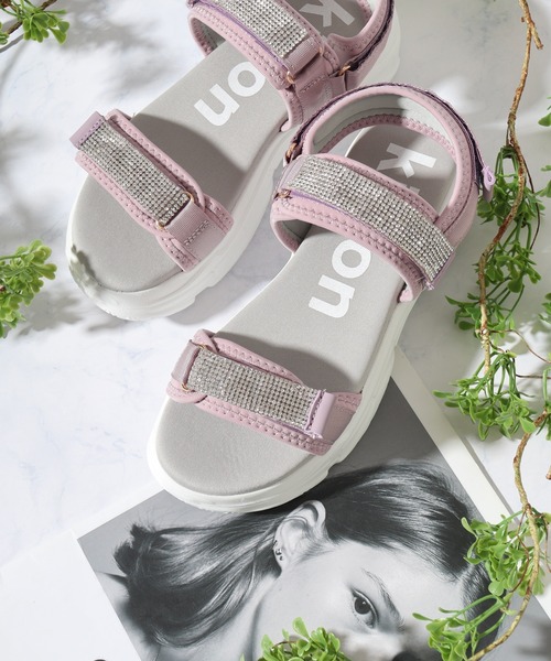 kitson（キットソン）の「kitson キラキラ ダブルベルト 厚底サンダル（サンダル・レディース・ブラック系その他/グレー/ベージュ/ラベンダー・S/M/L/LL）」の4枚目の写真