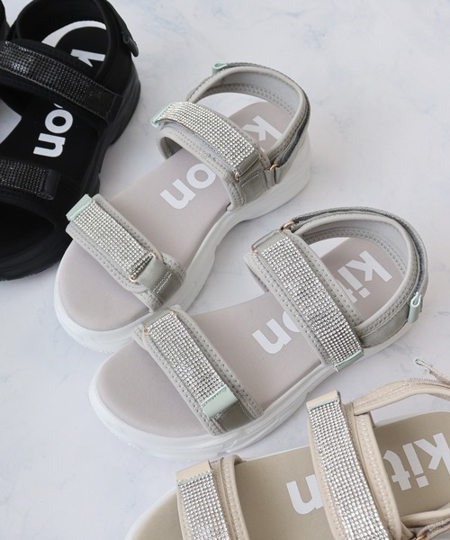 kitson（キットソン）の「kitson キラキラ ダブルベルト 厚底サンダル（サンダル・レディース・ブラック系その他/グレー/ベージュ/ラベンダー・S/M/L/LL）」の3枚目の写真