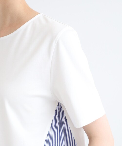 セール】【洗える／ストライプ柄】レイヤード風Tシャツ（Tシャツ