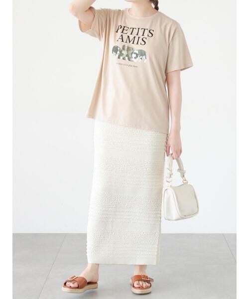 Te chichi TERRASSE（テチチテラス）の「シャーリングナロースカート（スカート・レディース・ブラック/ブラウン/オフホワイト・F）」の2枚目の写真