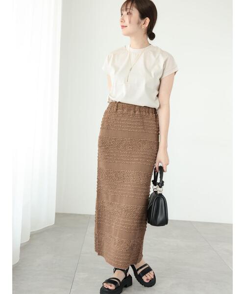 Te chichi TERRASSE（テチチテラス）の「シャーリングナロースカート（スカート・レディース・ブラック/ブラウン/オフホワイト・F）」の6枚目の写真