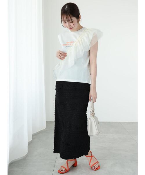 Te chichi TERRASSE（テチチテラス）の「シャーリングナロースカート（スカート・レディース・ブラック/ブラウン/オフホワイト・F）」の9枚目の写真
