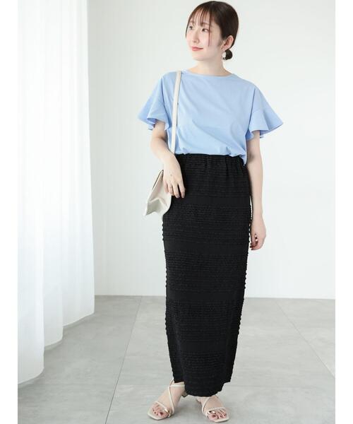 Te chichi TERRASSE（テチチテラス）の「シャーリングナロースカート（スカート・レディース・ブラック/ブラウン/オフホワイト・F）」の11枚目の写真