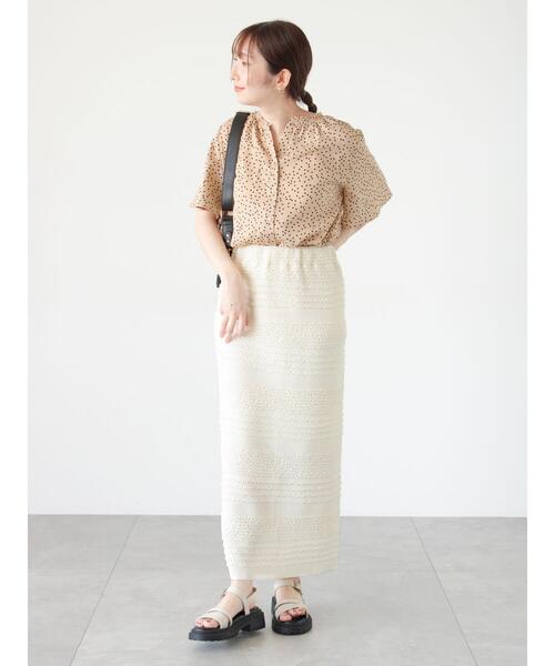 Te chichi TERRASSE（テチチテラス）の「シャーリングナロースカート（スカート・レディース・ブラック/ブラウン/オフホワイト・F）」の14枚目の写真