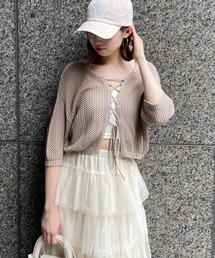 clear | フロントクロスリボンメッシュニットトップス≪2024SS新作≫(ニット/セーター)