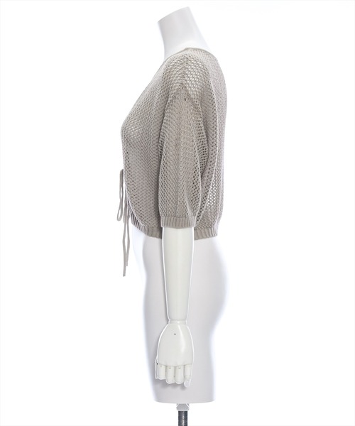 clear（クリア）の「フロントクロスリボンメッシュニットトップス［大人 カジュアル サマーニット］≪再入荷≫（ニット/セーター・レディース・ミント/グレー/グレイッシュベージュ/ブラック・F）」の6枚目の写真