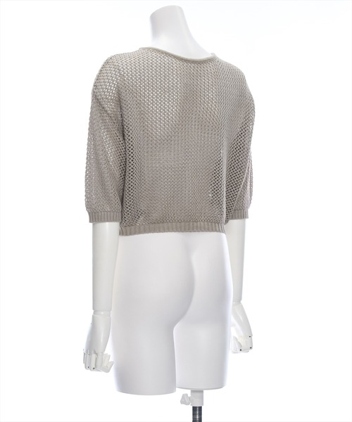 clear（クリア）の「フロントクロスリボンメッシュニットトップス［大人 カジュアル サマーニット］≪再入荷≫（ニット/セーター・レディース・ミント/グレー/グレイッシュベージュ/ブラック・F）」の7枚目の写真