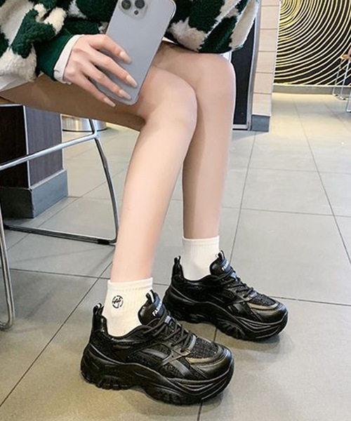 Lace Ladies（レースレディース）の「ミックス ツイード レースアップ 厚底 シューズ（スニーカー・レディース・アイボリー/ブラック・23.5/ 25/23/24/22.5/24.5）」の10枚目の写真