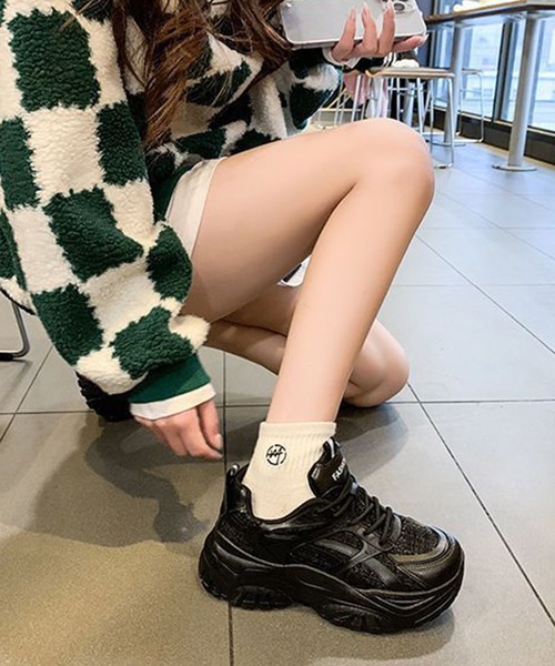 Lace Ladies（レースレディース）の「ミックス ツイード レースアップ 厚底 シューズ（スニーカー・レディース・アイボリー/ブラック・23.5/ 25/23/24/22.5/24.5）」の9枚目の写真