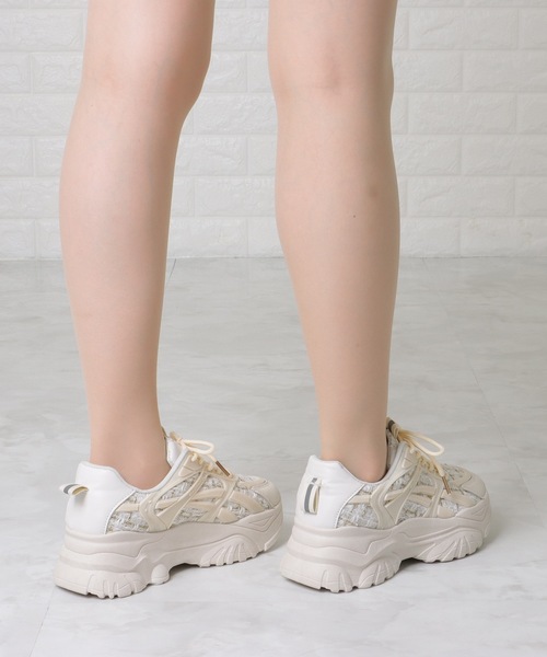 Lace Ladies（レースレディース）の「ミックス ツイード レースアップ 厚底 シューズ（スニーカー・レディース・アイボリー/ブラック・23.5/ 25/23/24/22.5/24.5）」の21枚目の写真