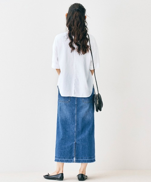 and myera(アンド マイラ)の「and myera 台形のデニムスカート(デニムスカート・レディース・ブルー・MEDIUM/LARGE/X-LARGE/SMALL)」の6枚目の写真