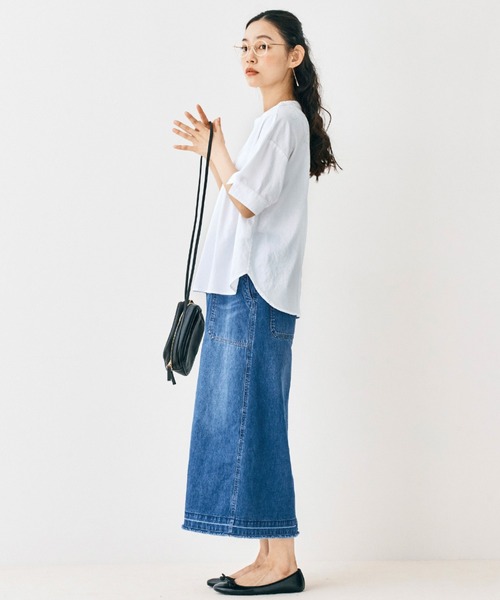 and myera(アンド マイラ)の「and myera 台形のデニムスカート(デニムスカート・レディース・ブルー・MEDIUM/LARGE/X-LARGE/SMALL)」の5枚目の写真
