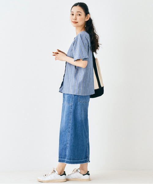 and myera(アンド マイラ)の「and myera 台形のデニムスカート(デニムスカート・レディース・ブルー・MEDIUM/LARGE/X-LARGE/SMALL)」の11枚目の写真