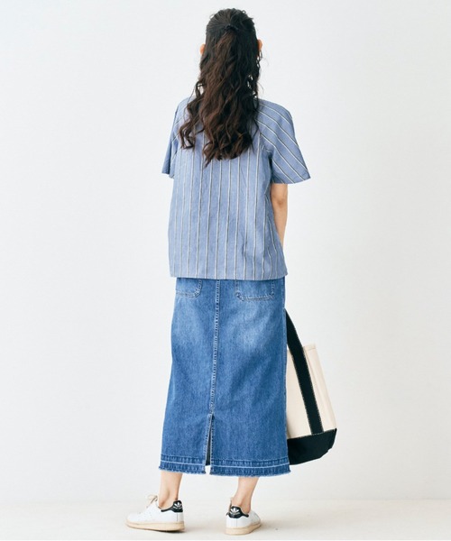 and myera(アンド マイラ)の「and myera 台形のデニムスカート(デニムスカート・レディース・ブルー・MEDIUM/LARGE/X-LARGE/SMALL)」の12枚目の写真