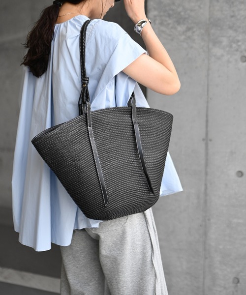 Marient(マリエント)の「カゴトートBAG(かごバッグ・レディース・ベージュ/ブラック・FREE)」の1枚目の写真