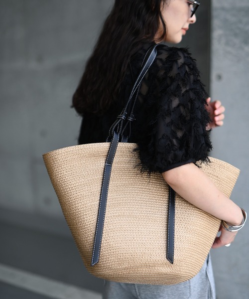 Marient(マリエント)の「カゴトートBAG(かごバッグ・レディース・ベージュ/ブラック・FREE)」の7枚目の写真