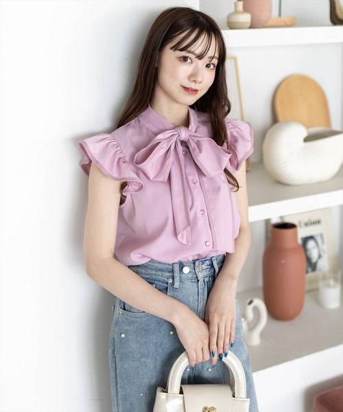 Chesty - 未使用品 Chesty ノースリーブ リボンカラーブラウス 1 ピンク 未使用品 Chesty ノースリーブ リボンカラーブラウス 1 ピンク