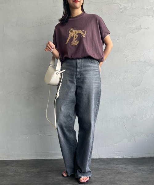 AMERICANA（アメリカーナ）の「[Americana/アメリカーナ] ベルギーリネン天竺 アニマルプリントTシャツ（Tシャツ/カットソー・レディース・ホワイト/ブラウン/ダークグレー・ONE SIZE）」の6枚目の写真