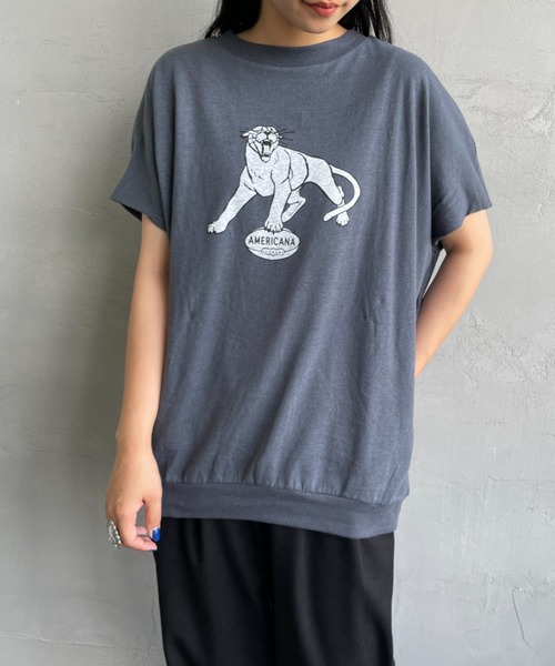 AMERICANA（アメリカーナ）の「[Americana/アメリカーナ] ベルギーリネン天竺 アニマルプリントTシャツ（Tシャツ/カットソー・レディース・ホワイト/ブラウン/ダークグレー・ONE SIZE）」の22枚目の写真