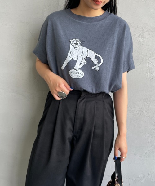 AMERICANA（アメリカーナ）の「[Americana/アメリカーナ] ベルギーリネン天竺 アニマルプリントTシャツ（Tシャツ/カットソー・レディース・ホワイト/ブラウン/ダークグレー・ONE SIZE）」の18枚目の写真