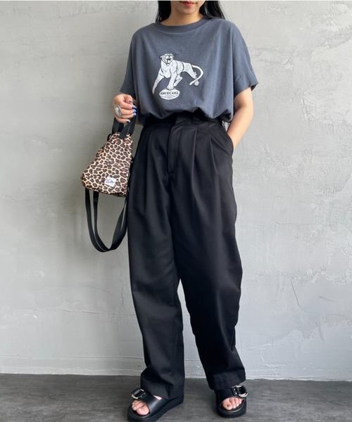 AMERICANA（アメリカーナ）の「[Americana/アメリカーナ] ベルギーリネン天竺 アニマルプリントTシャツ（Tシャツ/カットソー・レディース・ホワイト/ブラウン/ダークグレー・ONE SIZE）」の20枚目の写真