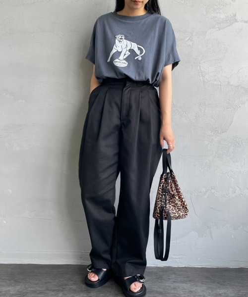 AMERICANA（アメリカーナ）の「[Americana/アメリカーナ] ベルギーリネン天竺 アニマルプリントTシャツ（Tシャツ/カットソー・レディース・ホワイト/ブラウン/ダークグレー・ONE SIZE）」の5枚目の写真