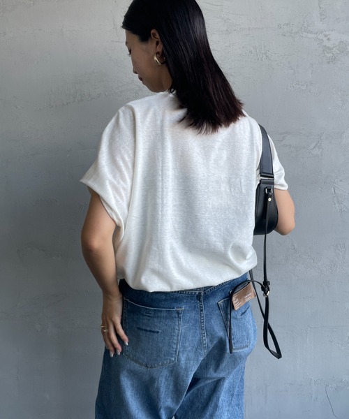 AMERICANA（アメリカーナ）の「[Americana/アメリカーナ] ベルギーリネン天竺 アニマルプリントTシャツ（Tシャツ/カットソー・レディース・ホワイト/ブラウン/ダークグレー・ONE SIZE）」の9枚目の写真