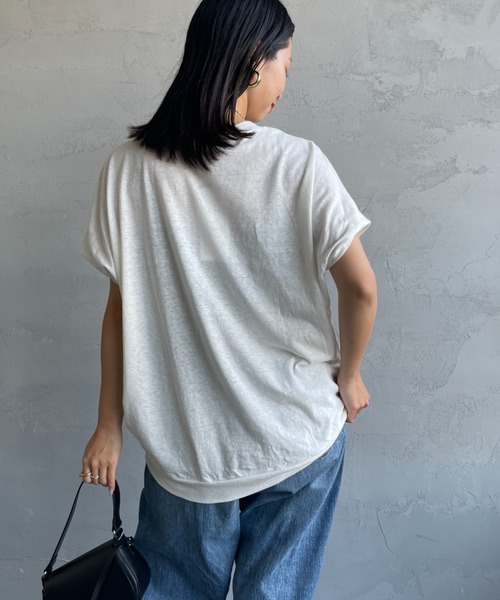 AMERICANA（アメリカーナ）の「[Americana/アメリカーナ] ベルギーリネン天竺 アニマルプリントTシャツ（Tシャツ/カットソー・レディース・ホワイト/ブラウン/ダークグレー・ONE SIZE）」の14枚目の写真