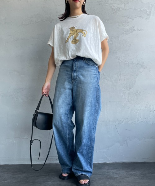 AMERICANA（アメリカーナ）の「[Americana/アメリカーナ] ベルギーリネン天竺 アニマルプリントTシャツ（Tシャツ/カットソー・レディース・ホワイト/ブラウン/ダークグレー・ONE SIZE）」の4枚目の写真