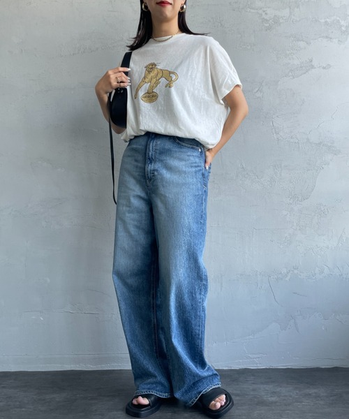 AMERICANA（アメリカーナ）の「[Americana/アメリカーナ] ベルギーリネン天竺 アニマルプリントTシャツ（Tシャツ/カットソー・レディース・ホワイト/ブラウン/ダークグレー・ONE SIZE）」の10枚目の写真