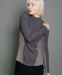 ブラッシュドライニングバイカラーメロートップス