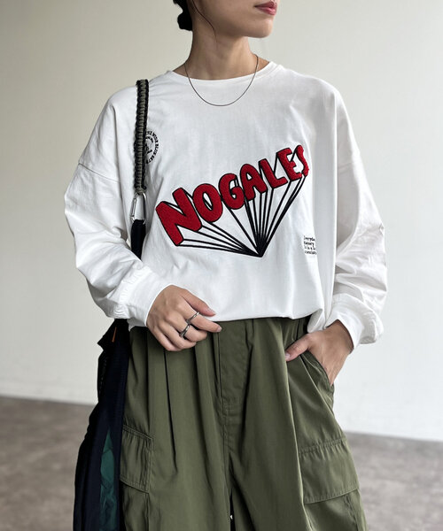 CPCM(シーピーシーエム)の「サガラ刺繍ロングスリーブT(Tシャツ/カットソー・レディース・アイボリー/ネイビー/ホワイト/ブラック・FREE)」の8枚目の写真