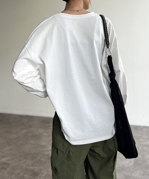 CPCM(シーピーシーエム)の「サガラ刺繍ロングスリーブT(Tシャツ/カットソー・レディース・アイボリー/ネイビー/ホワイト/ブラック・FREE)」の7枚目の写真