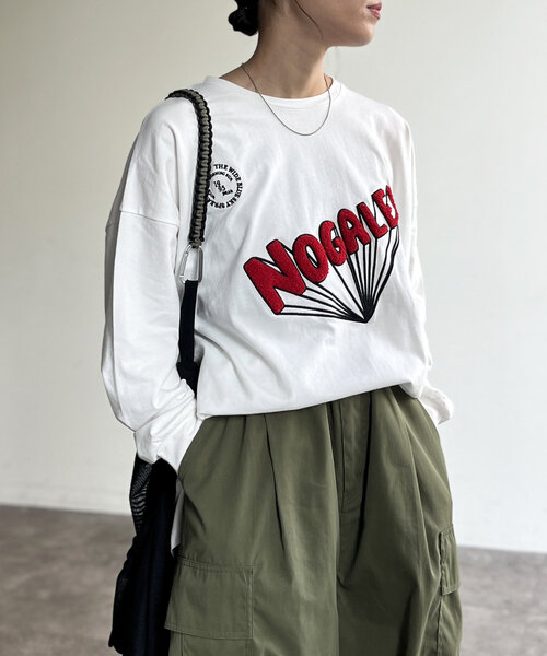 CPCM(シーピーシーエム)の「サガラ刺繍ロングスリーブT(Tシャツ/カットソー・レディース・アイボリー/ネイビー/ホワイト/ブラック・FREE)」の6枚目の写真