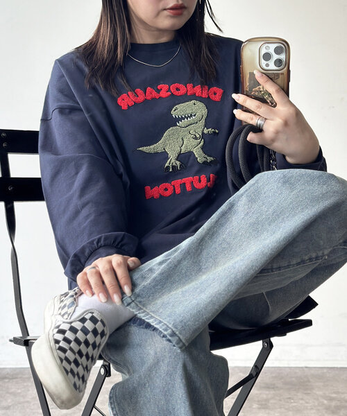 CPCM(シーピーシーエム)の「サガラ刺繍ロングスリーブT(Tシャツ/カットソー・レディース・アイボリー/ネイビー/ホワイト/ブラック・FREE)」の16枚目の写真