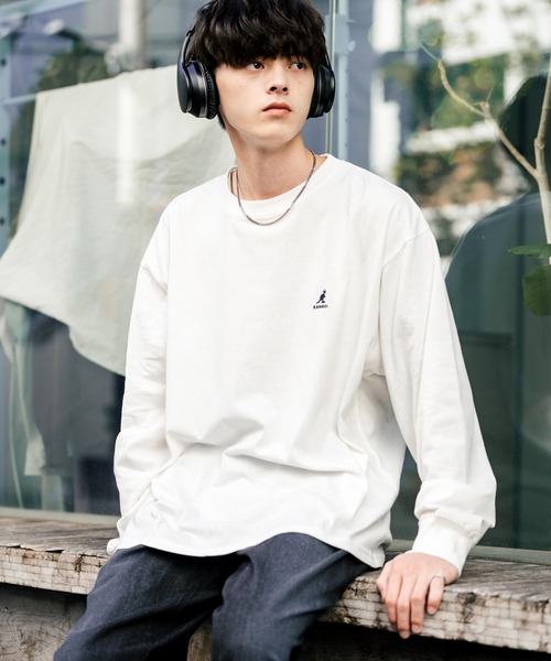 KANGOL(カンゴール)の「【KANGOL/カンゴール】別注コラボオーバーサイズワンポイント刺繍長袖Tシャツ/ロンT(Tシャツ/カットソー・メンズ・ブルー/ブラック/ブルーグリーン/ホワイト/チャコール・M/XL/L)」の6枚目の写真