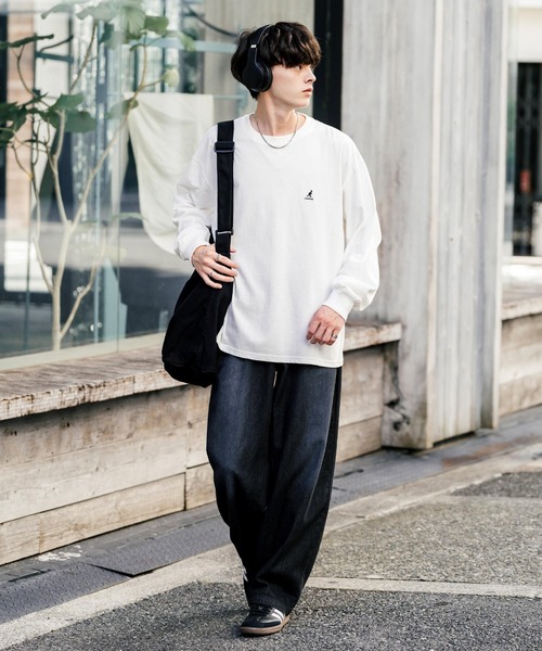 KANGOL(カンゴール)の「【KANGOL/カンゴール】別注コラボオーバーサイズワンポイント刺繍長袖Tシャツ/ロンT(Tシャツ/カットソー・メンズ・ブルー/ブラック/ブルーグリーン/ホワイト/チャコール・M/XL/L)」の8枚目の写真