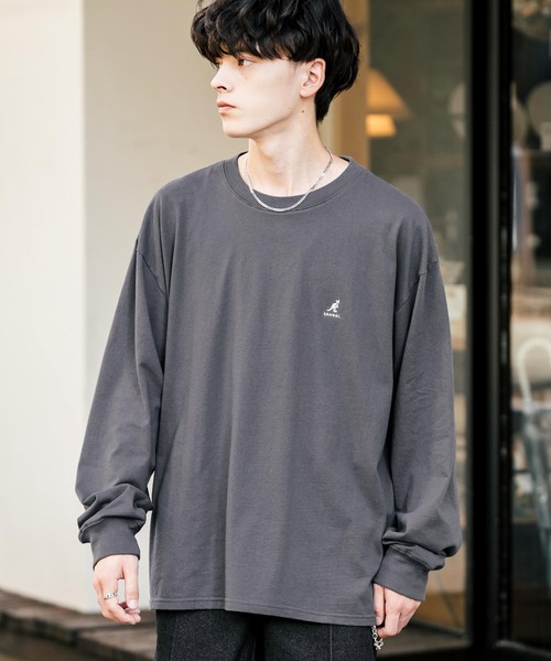 KANGOL(カンゴール)の「【KANGOL/カンゴール】別注コラボオーバーサイズワンポイント刺繍長袖Tシャツ/ロンT(Tシャツ/カットソー・メンズ・ブルー/ブラック/ブルーグリーン/ホワイト/チャコール・M/XL/L)」の9枚目の写真