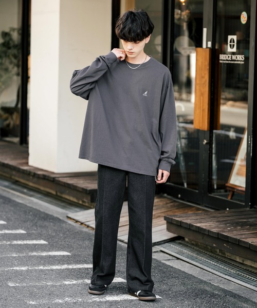 KANGOL(カンゴール)の「【KANGOL/カンゴール】別注コラボオーバーサイズワンポイント刺繍長袖Tシャツ/ロンT(Tシャツ/カットソー・メンズ・ブルー/ブラック/ブルーグリーン/ホワイト/チャコール・M/XL/L)」の10枚目の写真
