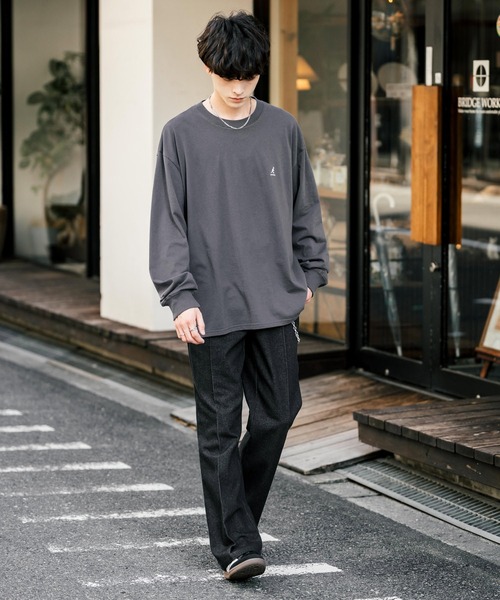 KANGOL(カンゴール)の「【KANGOL/カンゴール】別注コラボオーバーサイズワンポイント刺繍長袖Tシャツ/ロンT(Tシャツ/カットソー・メンズ・ブルー/ブラック/ブルーグリーン/ホワイト/チャコール・M/XL/L)」の11枚目の写真