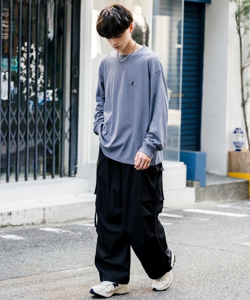 KANGOL(カンゴール)の「【KANGOL/カンゴール】別注コラボオーバーサイズワンポイント刺繍長袖Tシャツ/ロンT(Tシャツ/カットソー・メンズ・ブルー/ブラック/ブルーグリーン/ホワイト/チャコール・M/XL/L)」の14枚目の写真