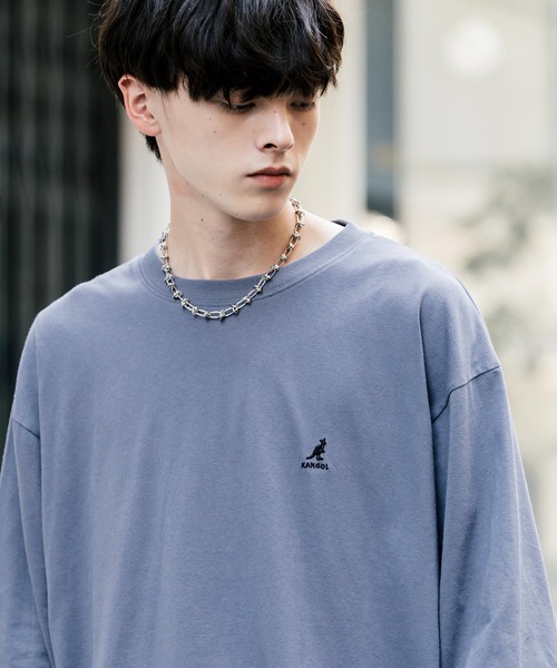 KANGOL(カンゴール)の「【KANGOL/カンゴール】別注コラボオーバーサイズワンポイント刺繍長袖Tシャツ/ロンT(Tシャツ/カットソー・メンズ・ブルー/ブラック/ブルーグリーン/ホワイト/チャコール・M/XL/L)」の16枚目の写真
