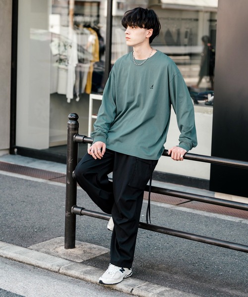 KANGOL(カンゴール)の「【KANGOL/カンゴール】別注コラボオーバーサイズワンポイント刺繍長袖Tシャツ/ロンT(Tシャツ/カットソー・メンズ・ブルー/ブラック/ブルーグリーン/ホワイト/チャコール・M/XL/L)」の20枚目の写真