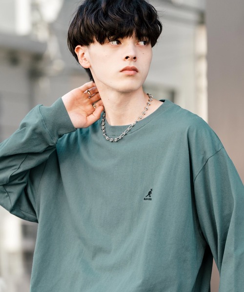 KANGOL(カンゴール)の「【KANGOL/カンゴール】別注コラボオーバーサイズワンポイント刺繍長袖Tシャツ/ロンT(Tシャツ/カットソー・メンズ・ブルー/ブラック/ブルーグリーン/ホワイト/チャコール・M/XL/L)」の21枚目の写真