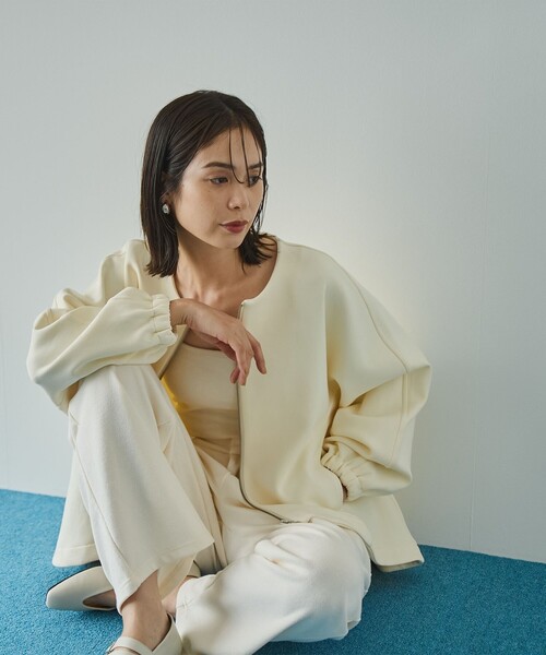 【セール】ダブルジャージーノーカラージャケット（ブルゾン）｜RONEL（ロネル）