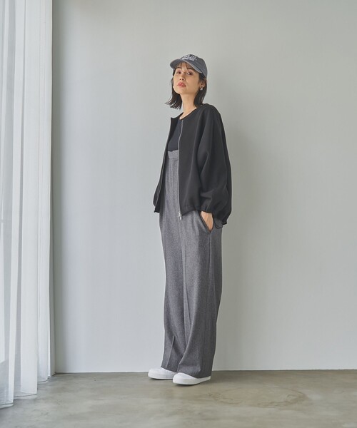 RONEL(ロネル)の「ダブルジャージーノーカラージャケット(ブルゾン・レディース・ブラック/ネイビー/ナチュラル・S/M/L)」の12枚目の写真
